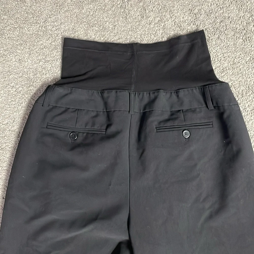 Duo Maternity Black Pull On Dress Pant Capris With Belly Band | Size Medium